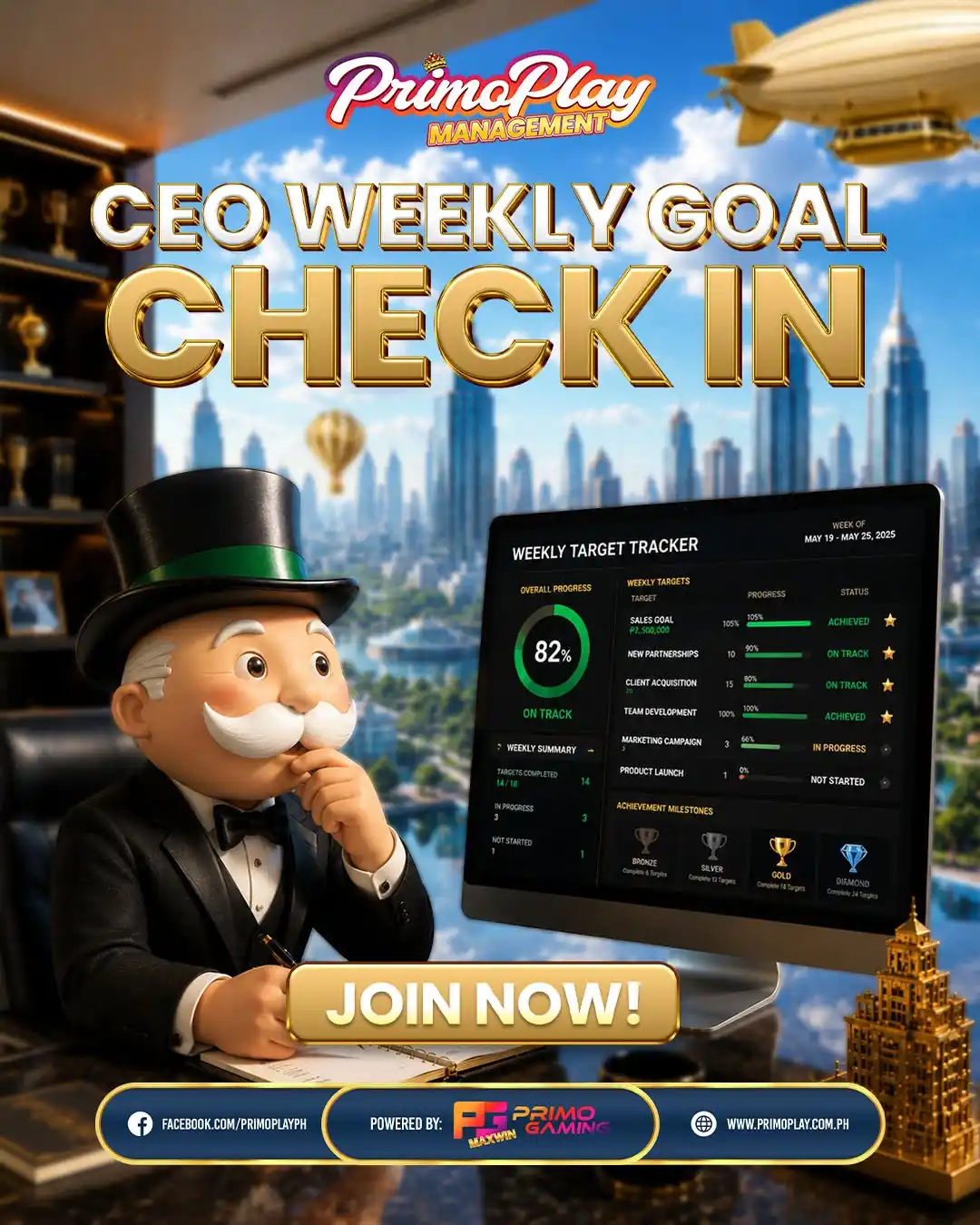 Primoplay - CEO WEEKLY GOAL CHECK IN